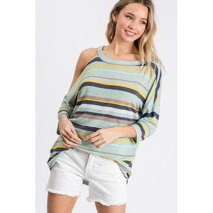 Sage Cold Shoulder French Terry Top